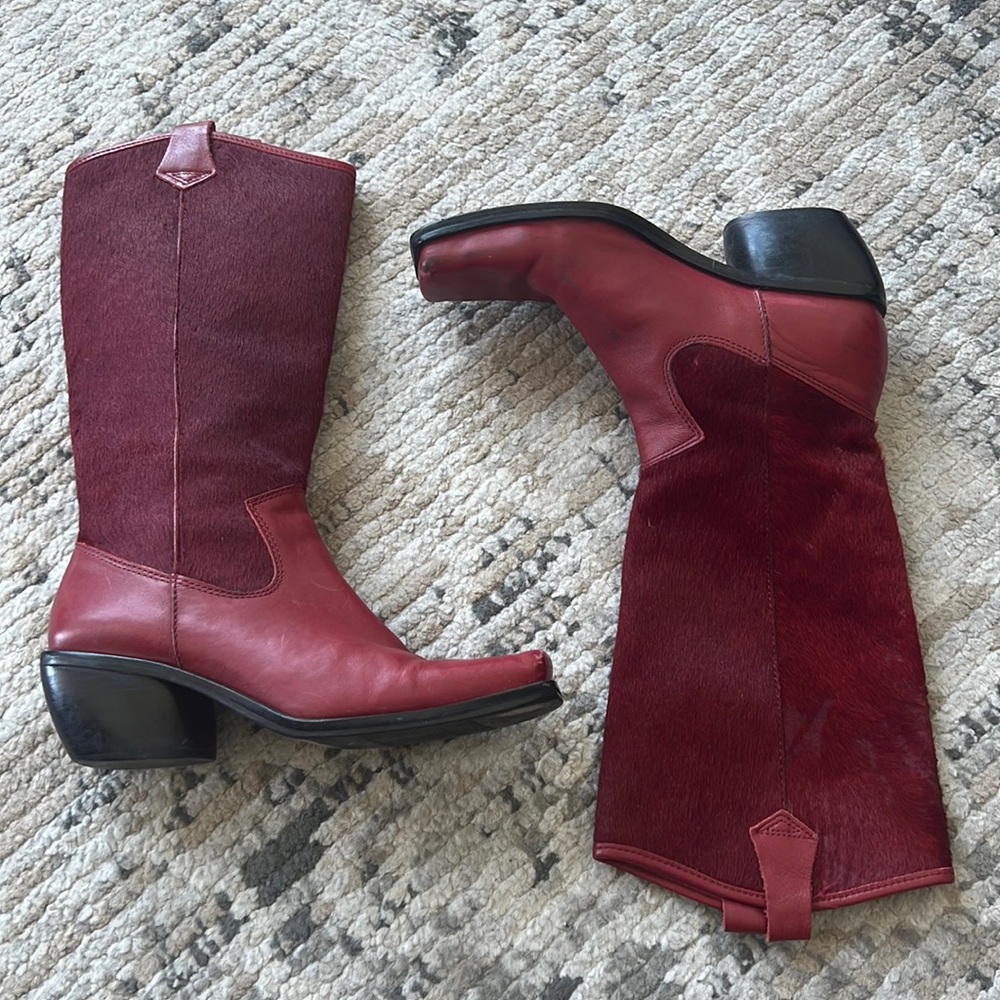 Vintage Red Fur Boots